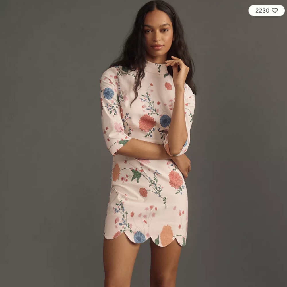 ANTHROPOLOGIE Maeve Mock-Neck Stretch Shift Mini Dress size 6
